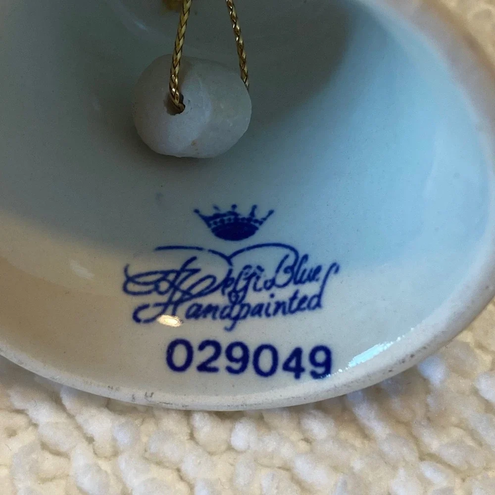 Delfts Blue‎ Handpainted Ceramic Bell Dutch Windmill Scene Decorative Accent